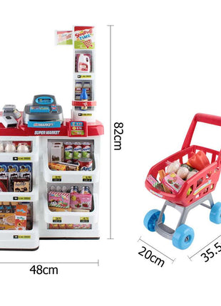 Keezi Kids Pretend Role Play Supermarket 24 Piece Playset Cash Register Trolley