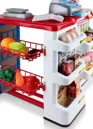 Keezi Kids Pretend Role Play Supermarket 24 Piece Playset Cash Register Trolley