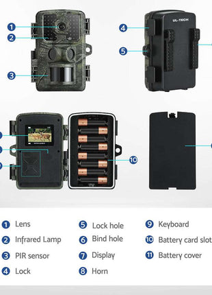 UL-tech 4K 16MP Trail Camera Wildlife Hunting Security Cam Night Vision