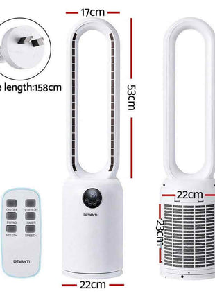 Devanti 2in1 Bladeless Fan Air Purification W/ Remote 88cm
