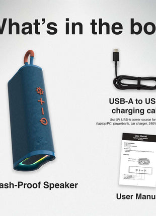 Laser Splash Proof Bluetooth Speaker Blue