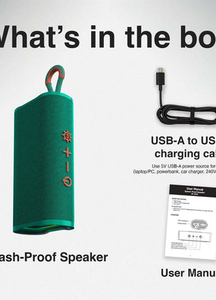 Laser Splash Proof Bluetooth Speaker Green