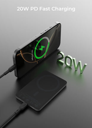 Aukey MagFusion M Qi2 5000mAh Magnetic Wireless Power Bank - Grey (PB-MS07)