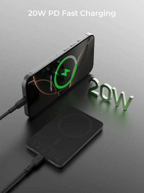 Aukey MagFusion M Qi2 5000mAh Magnetic Wireless Power Bank - Grey (PB-MS07)