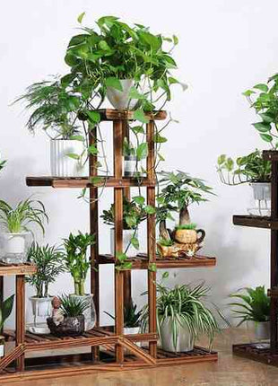 5-Tier Wooden Plant Stand Flower Display Shelf Indoor Outdoor Garden
