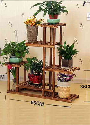 5-Tier Wooden Plant Stand Flower Display Shelf Indoor Outdoor Garden