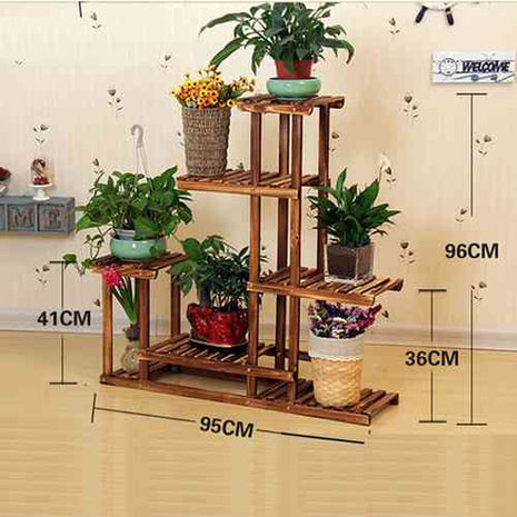 5-Tier Wooden Plant Stand Flower Display Shelf Indoor Outdoor Garden