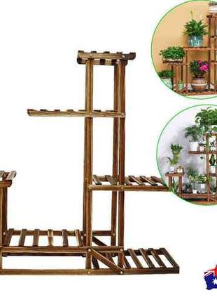 5-Tier Wooden Plant Stand Flower Display Shelf Indoor Outdoor Garden