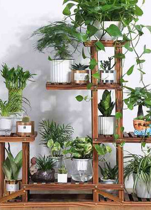 5-Tier Wooden Plant Stand Flower Display Shelf Indoor Outdoor Garden