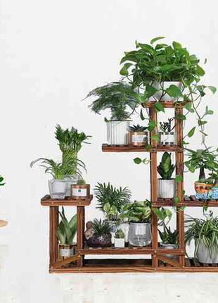 5-Tier Wooden Plant Stand Flower Display Shelf Indoor Outdoor Garden