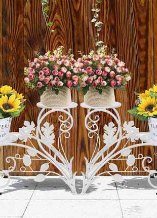 Set of 2 Plant Stand Wedding Garden Flower Shelf Rack
