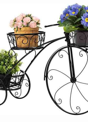 Iron Tricycle Plant Stand Pot Holder Black Solid Pattern