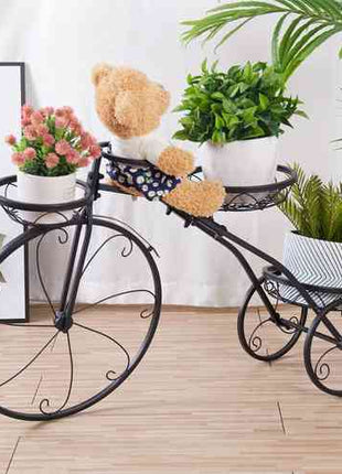 Iron Tricycle Plant Stand Pot Holder Black Solid Pattern