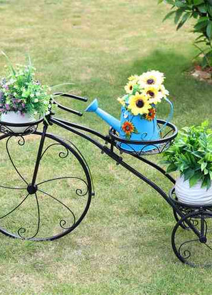 Iron Tricycle Plant Stand Pot Holder Black Solid Pattern