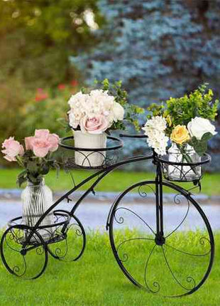 Iron Tricycle Plant Stand Pot Holder Black Solid Pattern