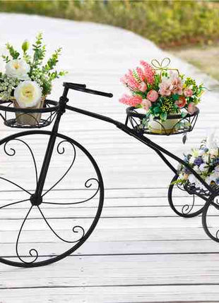 Iron Tricycle Plant Stand Pot Holder Black Solid Pattern