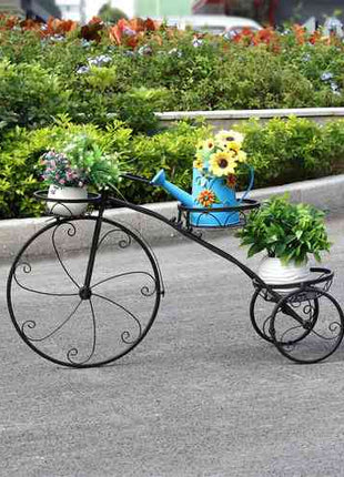 Iron Tricycle Plant Stand Pot Holder Black Solid Pattern