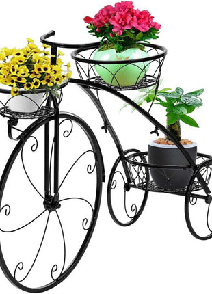 Iron Tricycle Plant Stand Pot Holder Black Solid Pattern
