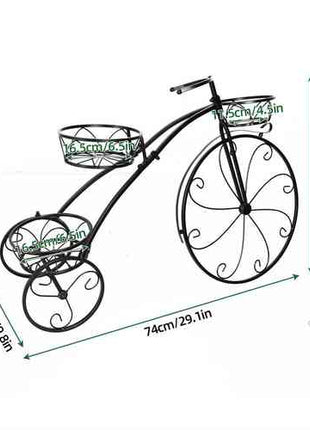 Iron Tricycle Plant Stand Pot Holder Black Solid Pattern