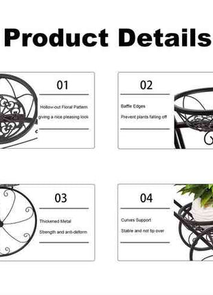 Iron Tricycle Plant Stand Pot Holder Black Solid Pattern