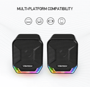FANTECH SONAR GS202 Computer Speakers USB and 3.5mm RGB Mini Wired Speakers Acoustic Clarity for Desktop Computer Laptop