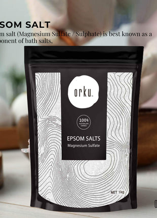Orku 1Kg Epsom Salt - Magnesium Sulphate Bath Salts Skin Body