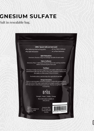 Orku 1Kg Epsom Salt - Magnesium Sulphate Bath Salts Skin Body
