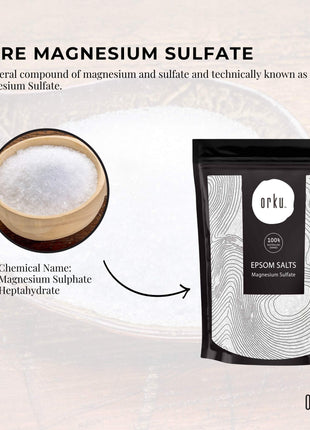 Orku 1Kg Epsom Salt - Magnesium Sulphate Bath Salts Skin Body
