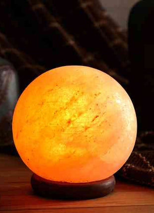 12V 12W 5" Ball Himalayan Pink Salt Lamp Carved Rock Crystal Light Bulb On/Off