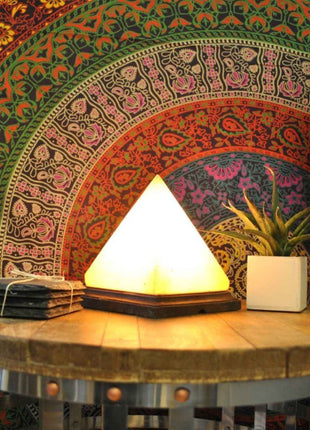 12V 12W Pyramid Himalayan Pink Salt Lamp Carved Rock Crystal Light Bulb On/Off