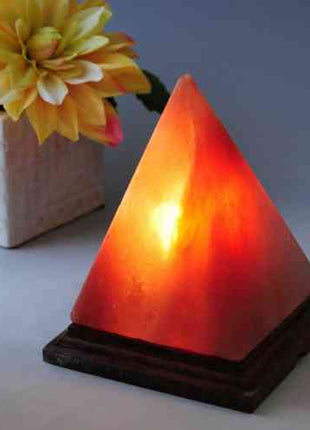 12V 12W Pyramid Himalayan Pink Salt Lamp Carved Rock Crystal Light Bulb On/Off