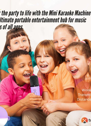 Mini Karaoke Machine - 2x Wireless Microphones Portable Bluetooth Speaker (Purple)(Blue)(Pink)