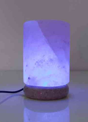 USB Colour Changing Salt Himalayan Lamp - Cylinder Shape Pink Rock LED Light