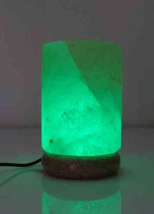 USB Colour Changing Salt Himalayan Lamp - Cylinder Shape Pink Rock LED Light
