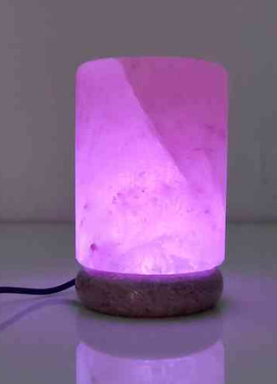 USB Colour Changing Salt Himalayan Lamp - Cylinder Shape Pink Rock LED Light