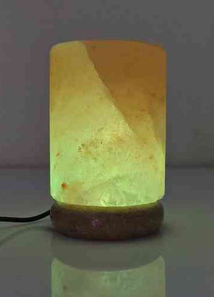 USB Colour Changing Salt Himalayan Lamp - Cylinder Shape Pink Rock LED Light