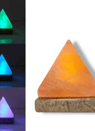 USB Colour Changing Salt Himalayan Lamp - Pyramid Shape Pink Rock LED Light