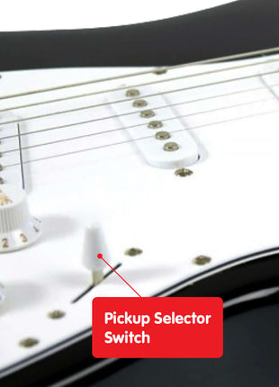 karrera 39-inch electric guitar black pickup selector switch and tone controls