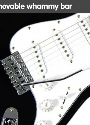 Karrera 39-Inch Electric Guitar Black adjustable bridge and removable whammy bar