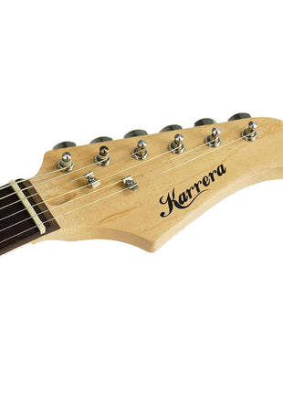 Karrera 39-Inch Electric Guitar Blue headstock with tuning pegs and logo
