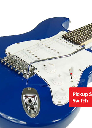 karrera 39-inch electric guitar blue pickup selector switch and tone controls