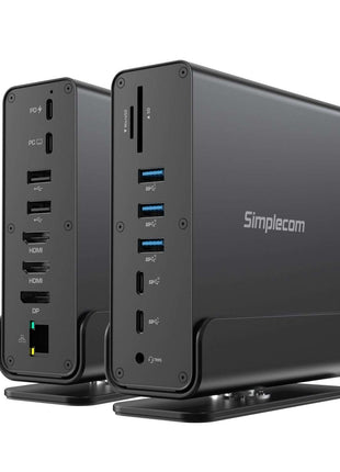 Simplecom CHT815 15-in-1 USB-C 4K Triple Display MST Docking Station with Dual HDMI DP