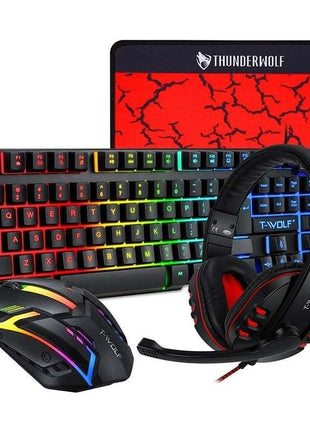 T-Wolf TF800 RGB 4-pcs Gaming Keyboard/Mouse/Headphone/Mouse Pad Kit Set