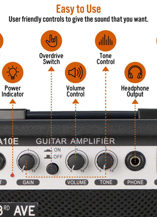 3rd Avenue 10W Electric Guitar Practice Amplifier 6.5-inch speaker