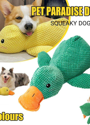 Plush Cartoon Duck Dog Toy Interactive Squeaky Pet Toy Durable Fun Chew Toy - Green