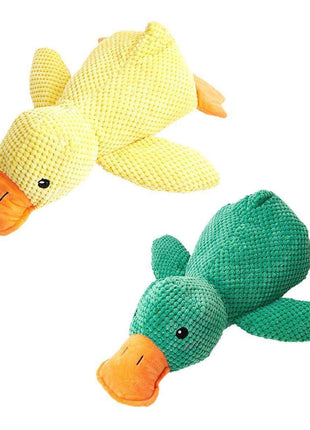 Plush Cartoon Duck Dog Toy Interactive Squeaky Pet Toy Durable Fun Chew Toy - Green