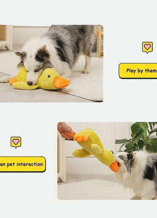 Plush Cartoon Duck Dog Toy Interactive Squeaky Pet Toy Durable Fun Chew Toy - Green