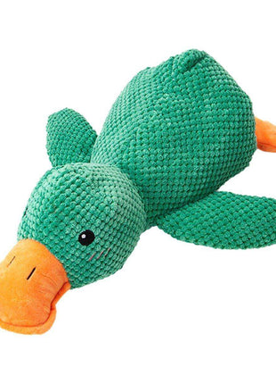 Plush Cartoon Duck Dog Toy Interactive Squeaky Pet Toy Durable Fun Chew Toy - Green