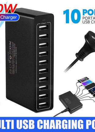 60W 10 Port USB Charger Multi Port AC Adapter Travel Wall Hub Charging Station