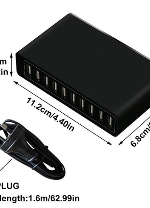 60W 10 Port USB Charger Multi Port AC Adapter Travel Wall Hub Charging Station